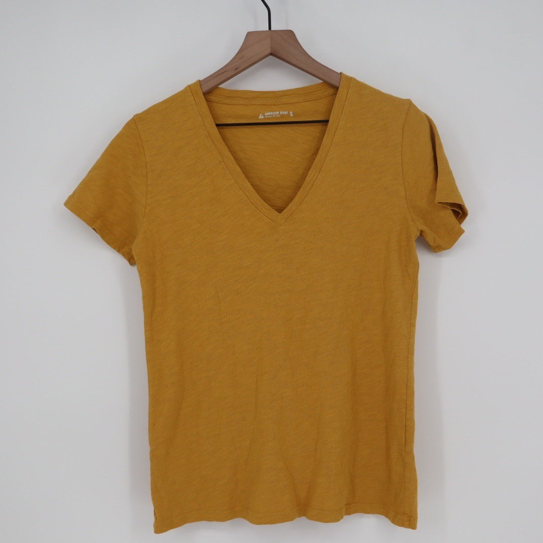 American Giant V-Neck Tee Short Sleeve Women's Size S Made In USA
