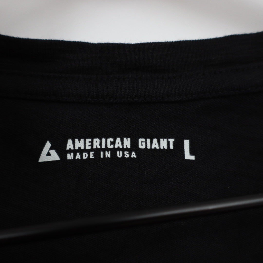 American Giant Classic V Neck T Shirt Black Made in USA Size Large Womens