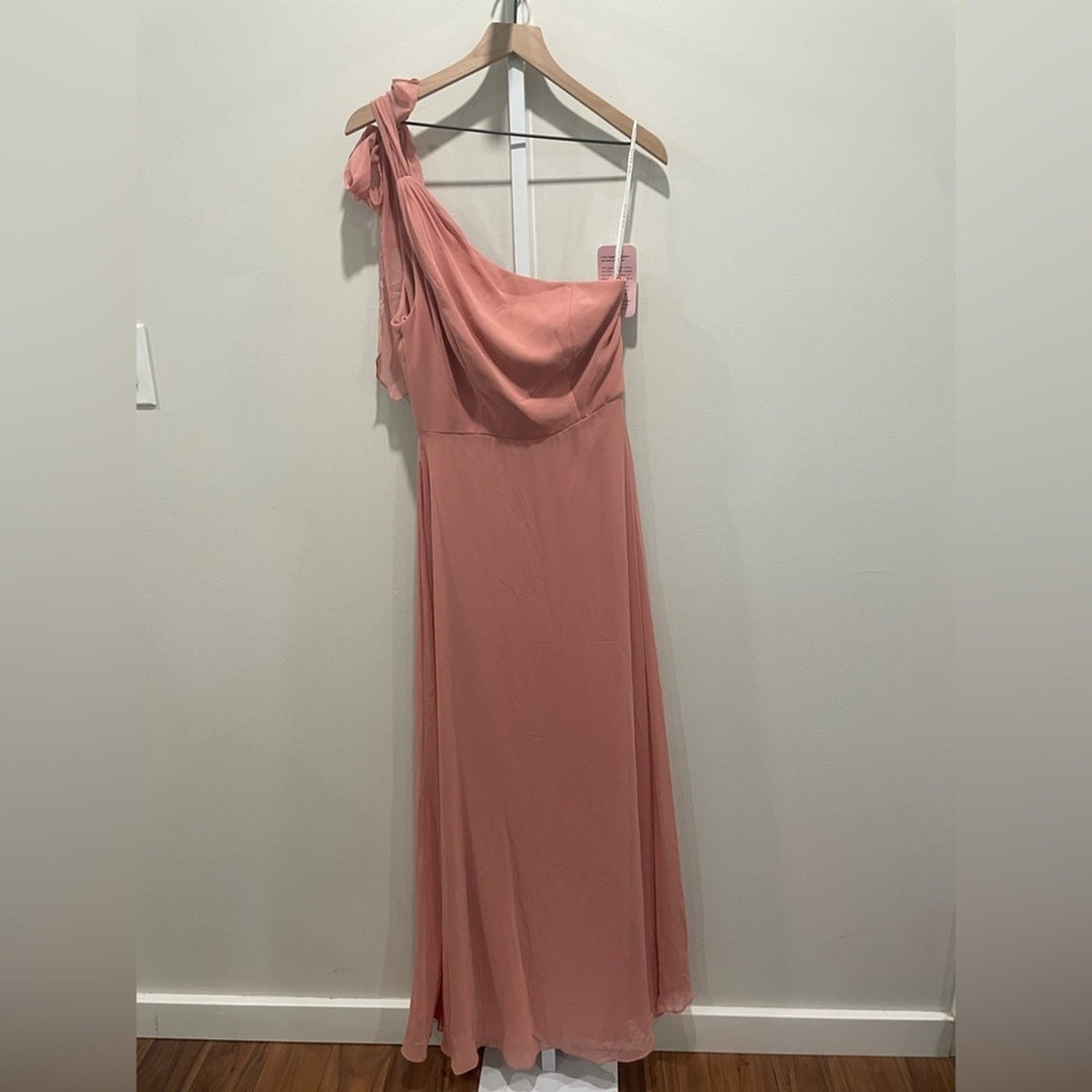 After Six Draped One-Shoulder Maxi Dress With Scarf Bow Size 2