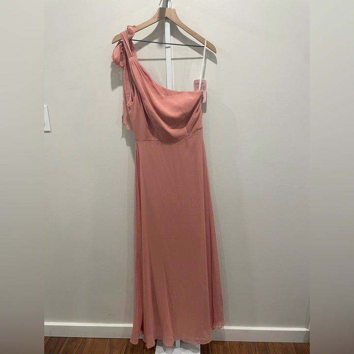 After Six Draped One-Shoulder Maxi Dress With Scarf Bow Size 2