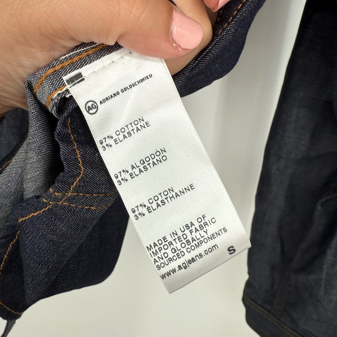 AG Adriano Goldschmied Denim Button Down Shirt Dark Wash Long Sleeve Size S