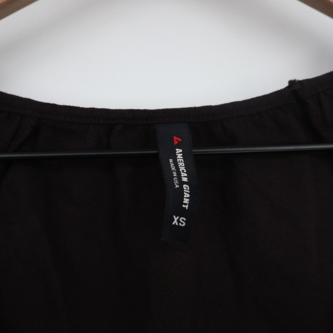 American Giant Black 3/4 Sleeve V Neck Cotton Top Women's XS Made in USA