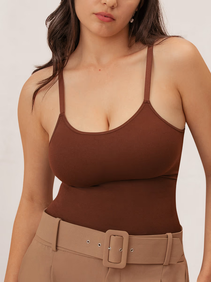 Shapermint Essentials All Day Every Day Scoop Neck Cami Top Womens L Chocolate