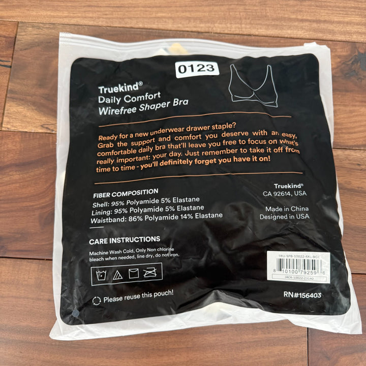 Shapermint Truekind Daily Comfort Wirefree Shaper Bra Women 4XL Beige Wide Strap