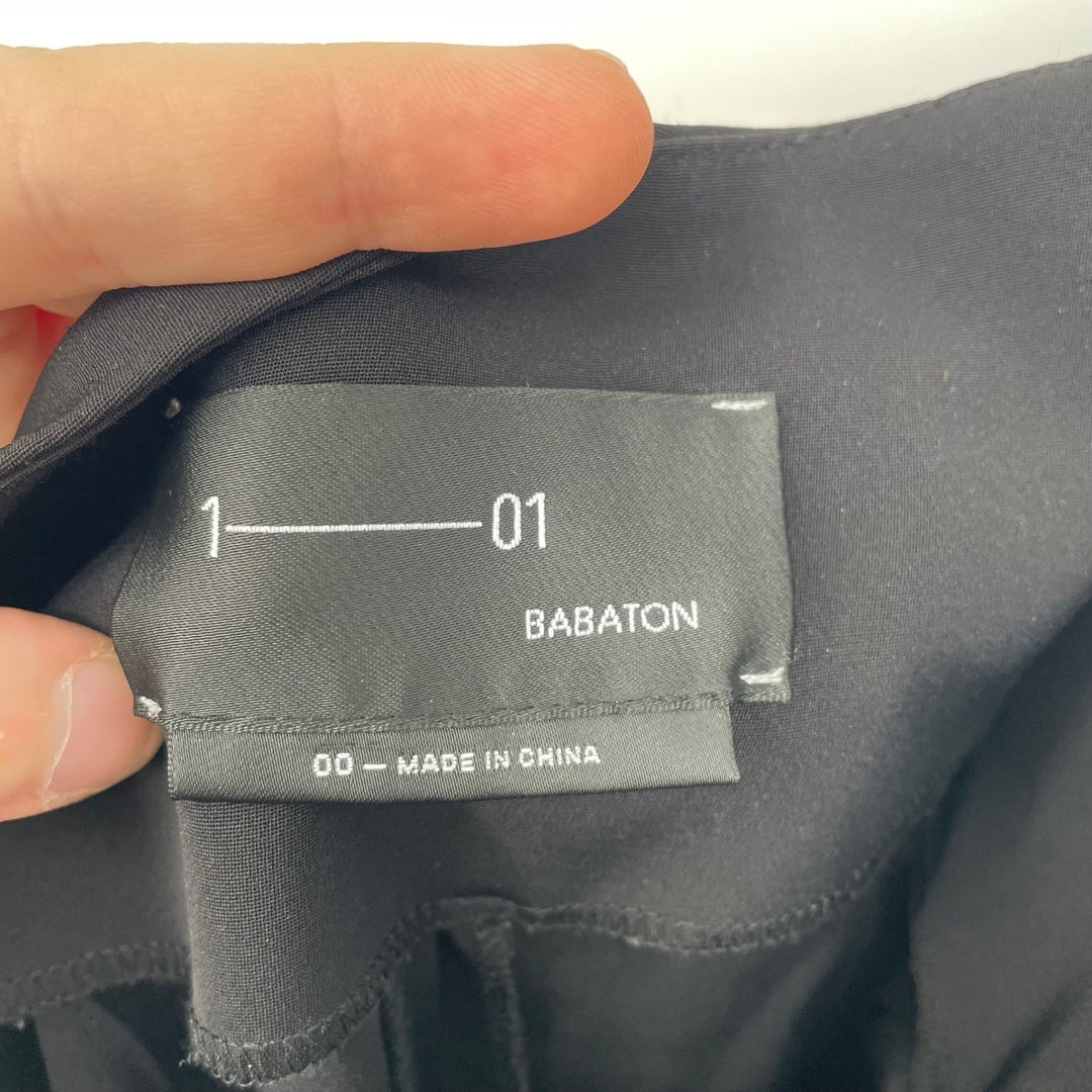 Babaton 1-01 Black Cropped Drawstring Hem Wide Leg Pants Size 00