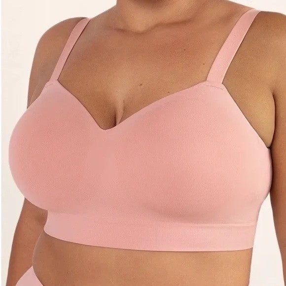 Truekind Supportive Comfort Wireless Shaping Bra Seamless Smooth Fabric Pink L