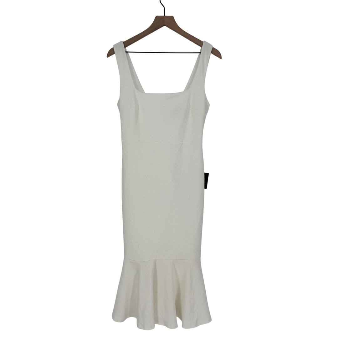 Lulus Moment Maker White Square Neck Trumpet Midi Dress Size M