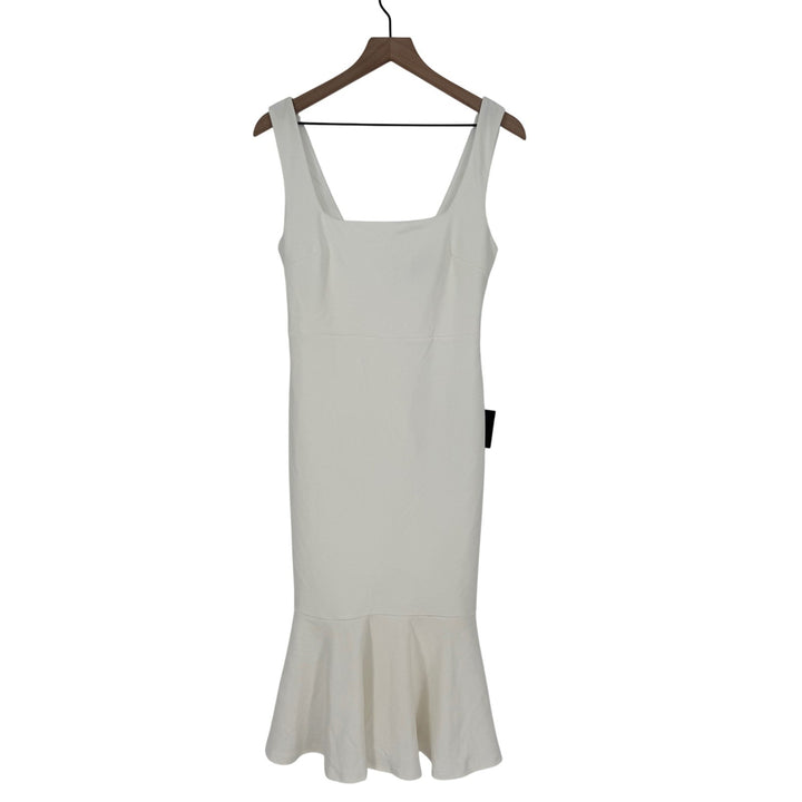 Lulus Moment Maker White Square Neck Trumpet Midi Dress Size M