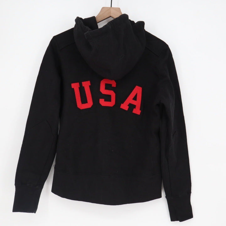 American Giant Womens Black Full Zip Hoodie USA Graphic Fleece Lined Size M