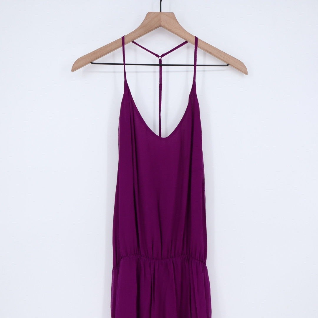 Alice + Olivia Purple Silk Blend Strappy Mini Dress Size M