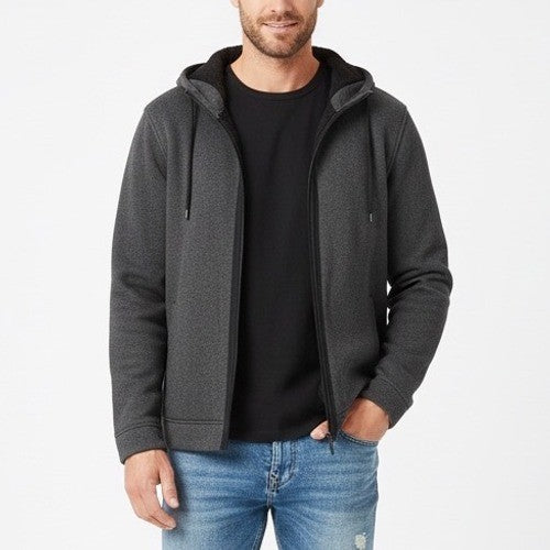 Alfani Mens Regular Fit Charcoal Gray Fleece Lined Hoodie Jacket Size M