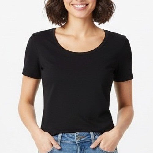Aerie OFFLINE Black Ribbed Square Neck Short Sleeve T Shirt Top XL