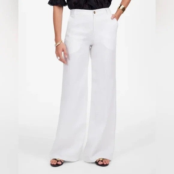 Madewell The Zoe Relaxed Wide Leg Linen Pants in 100% Linen Size 6