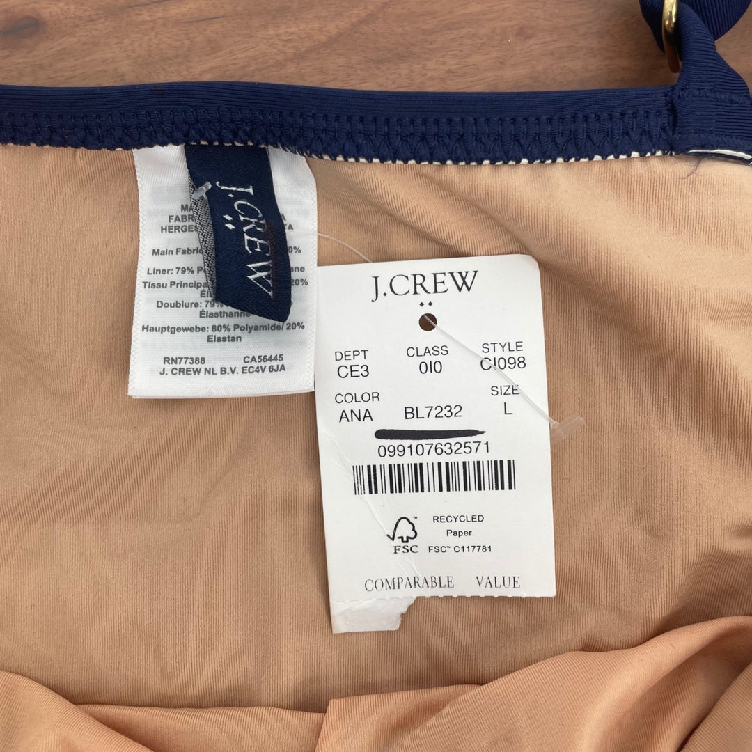 J.Crew Navy Ruched V Neck One Piece Swimsuit Size L