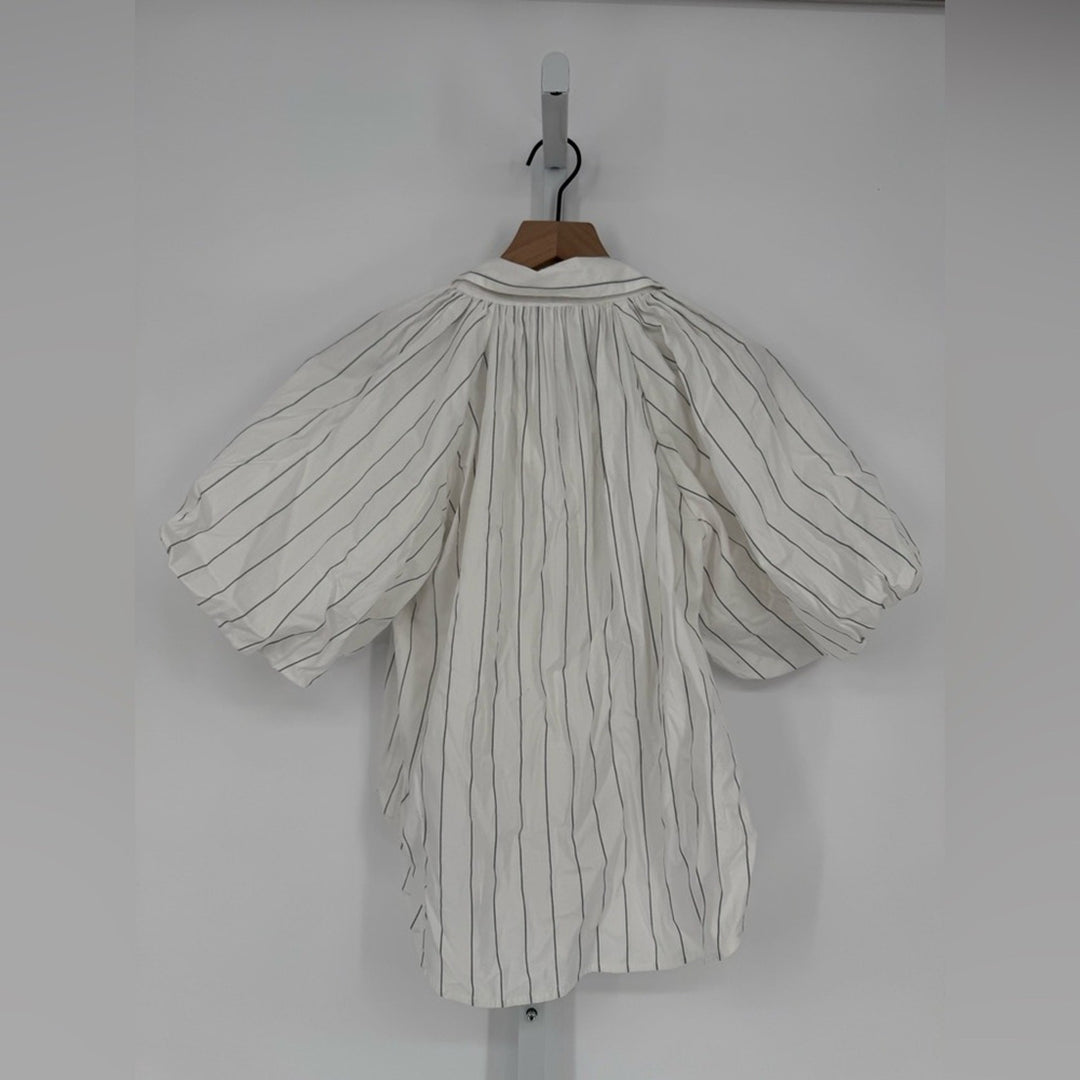 Madewell Shirred Bubble-Sleeve Button-Up Shirt Size M