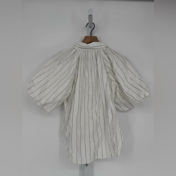 Madewell Shirred Bubble-Sleeve Button-Up Shirt Size M