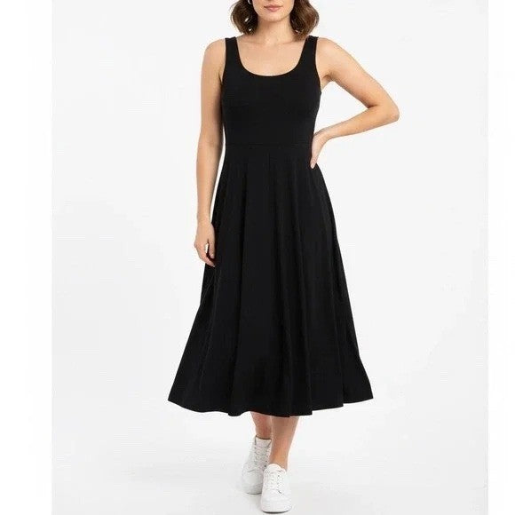 American Giant Black Tank Midi Dress Size L Made in USA