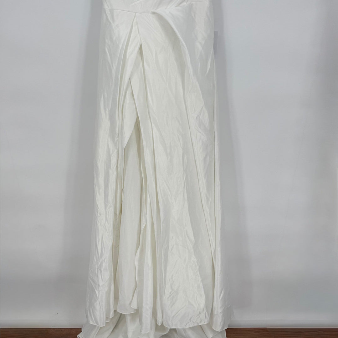 Lulus Lifetime of Love White Satin Strapless A-Line Gown Size 6