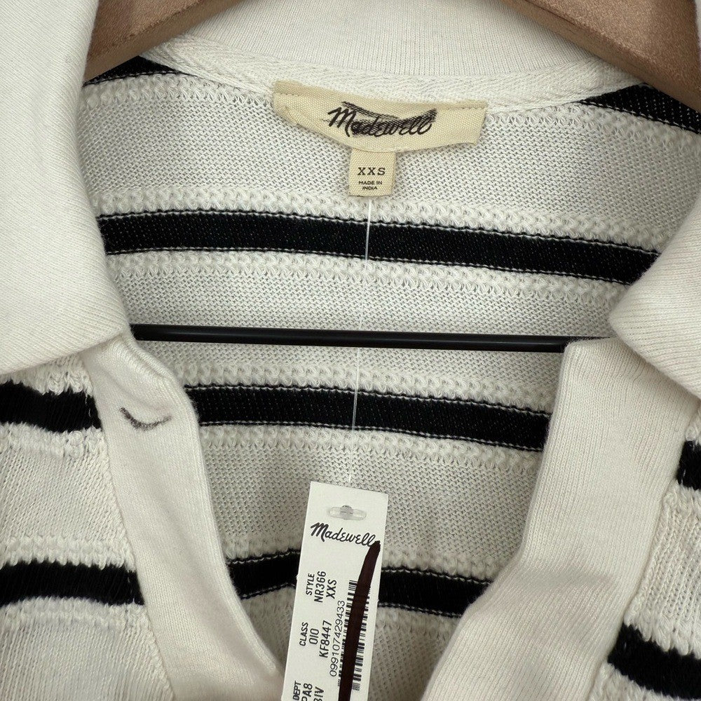 Madewell Relaxed V-Neck Polo Shirt in Stripe Size XXS