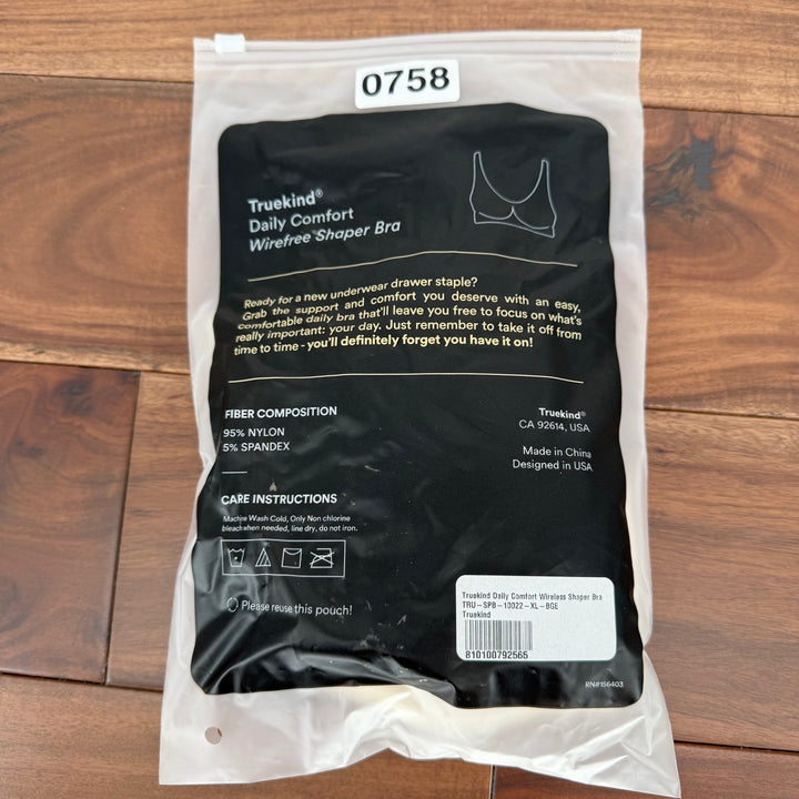 Truekind Daily Comfort Wirefree Shaper Bra XL Beige NEW