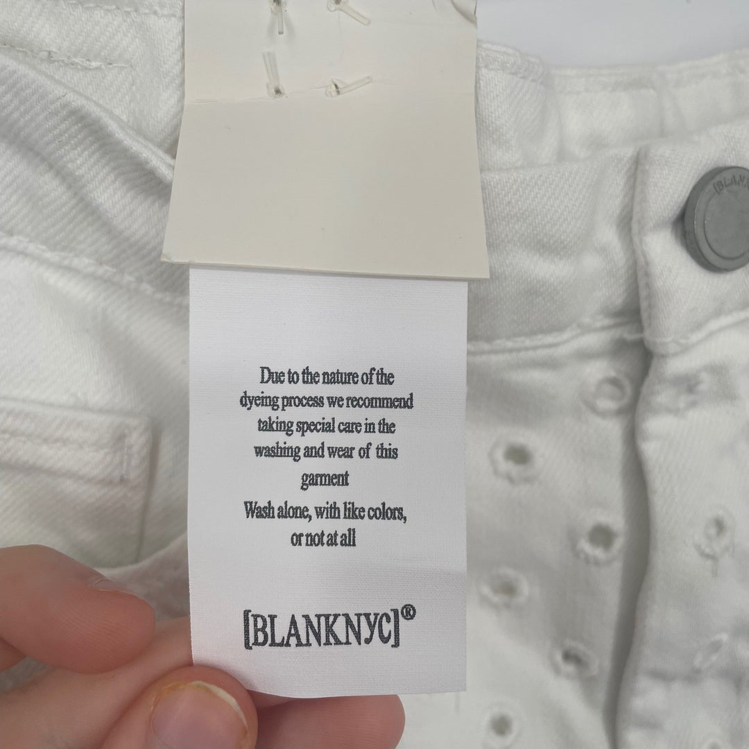 [BLANKNYC] The Barrow White Eyelet Denim Shorts Size 25 Raw Hem