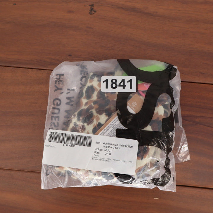 Accessorize Bikini Bottom Leopard Print Multi Tie Side Size 2