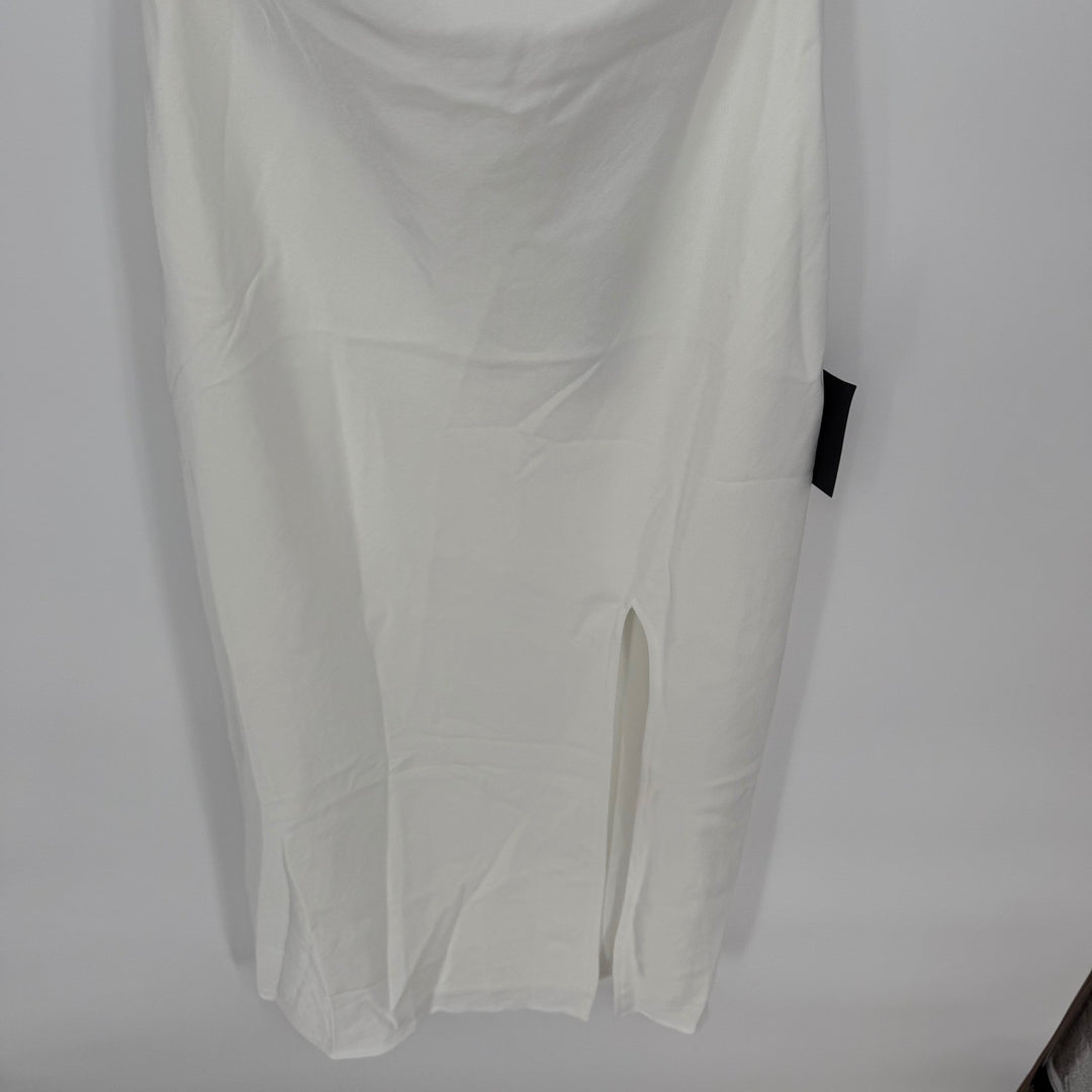 Lulus Beyond Classy White Satin Halter Midi Dress Size M