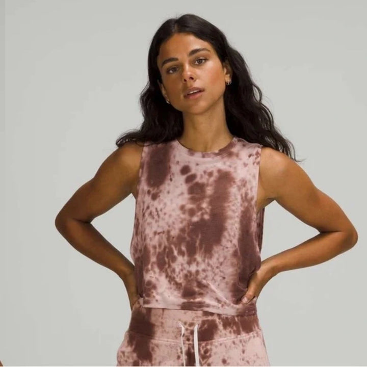 Lululemon Cut Back Crop Tank Top marble Dye Silky French Press Size S 4/6