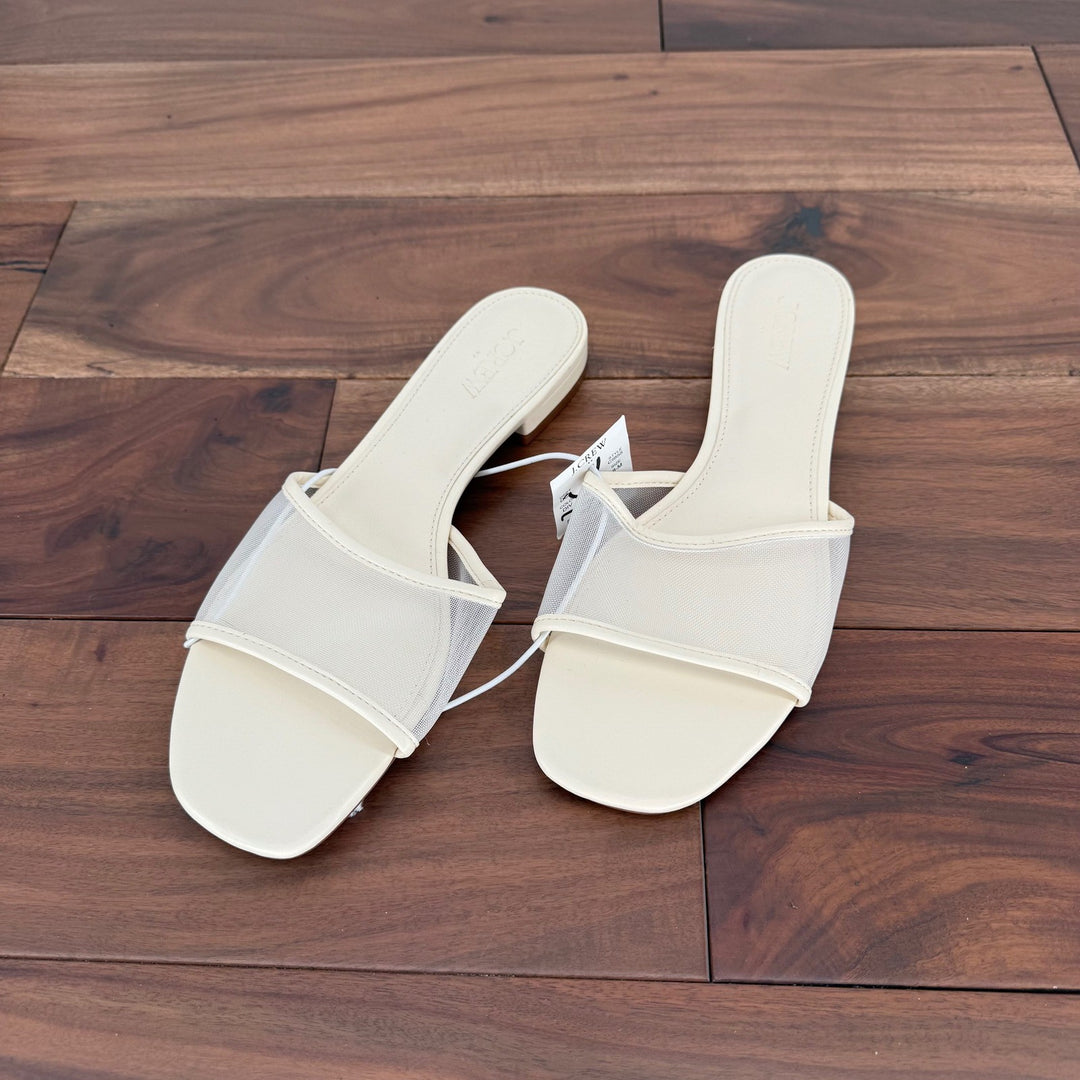 J. Crew Women's Cream Mesh Slide Sandals Size 8