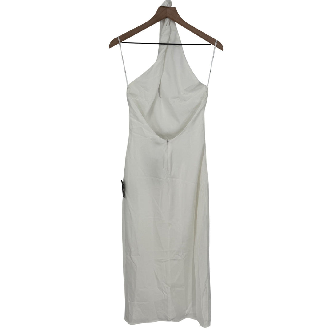 Lulus Beyond Classy White Satin Halter Midi Dress Size M