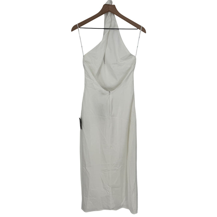 Lulus Beyond Classy White Satin Halter Midi Dress Size M