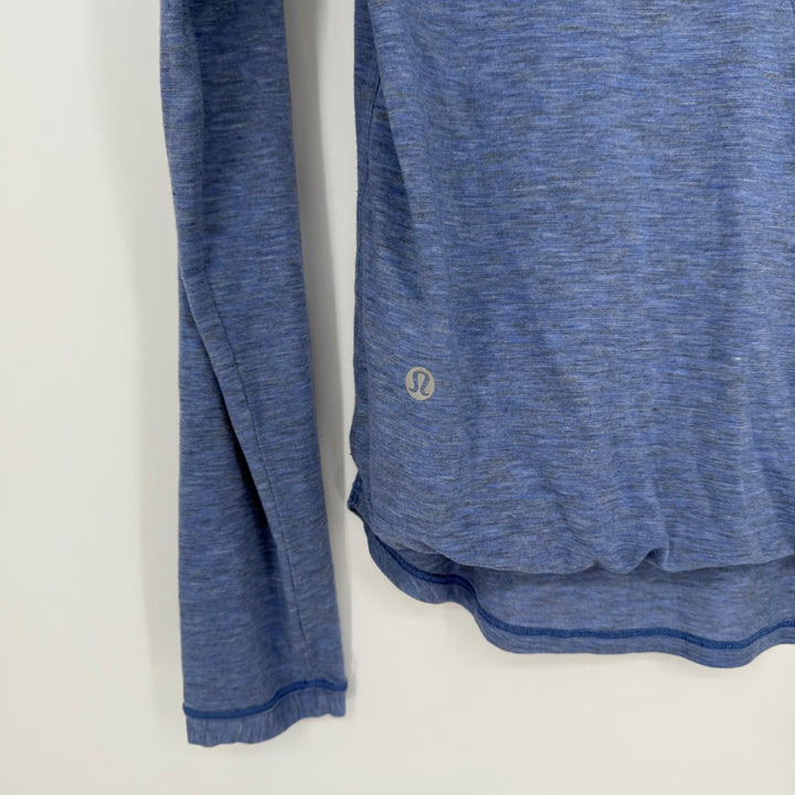 Lululemon Blue Heathered Long Sleeve Top Open Back Athletic Yoga Size 4