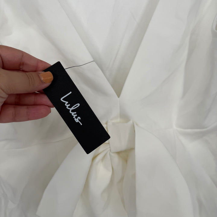 Lulus Blissfully Beaming White Sleeveless Bow Mini Dress Size XL