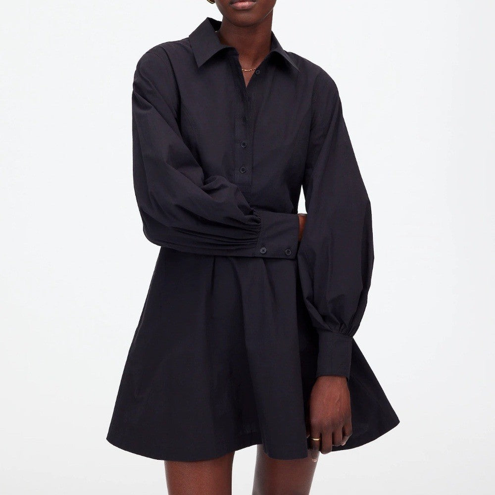 Madewell Seamed Long-Sleeve Mini Shirtdress in Poplin Size 00