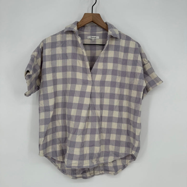 Madewell Flannel Courier Button-Back Shirt in Gingham Check Size XXS