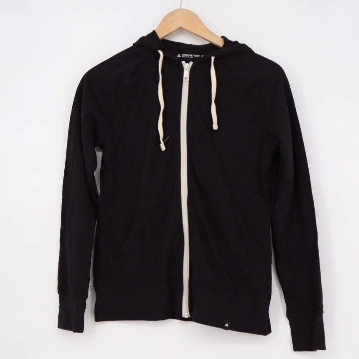 American Giant Black Zip Up Hoodie Made in USA Size XS