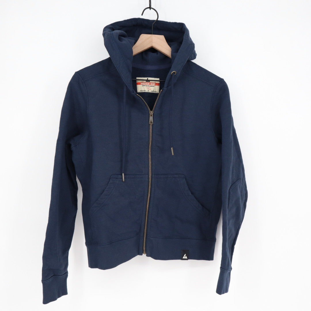 American Giant Relaxed Classic Full Zip Oxford Blue Cotton XS Hoodie Made in USA