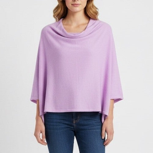 Echo Lavender Purple Knit Poncho Cowl Neck One Size