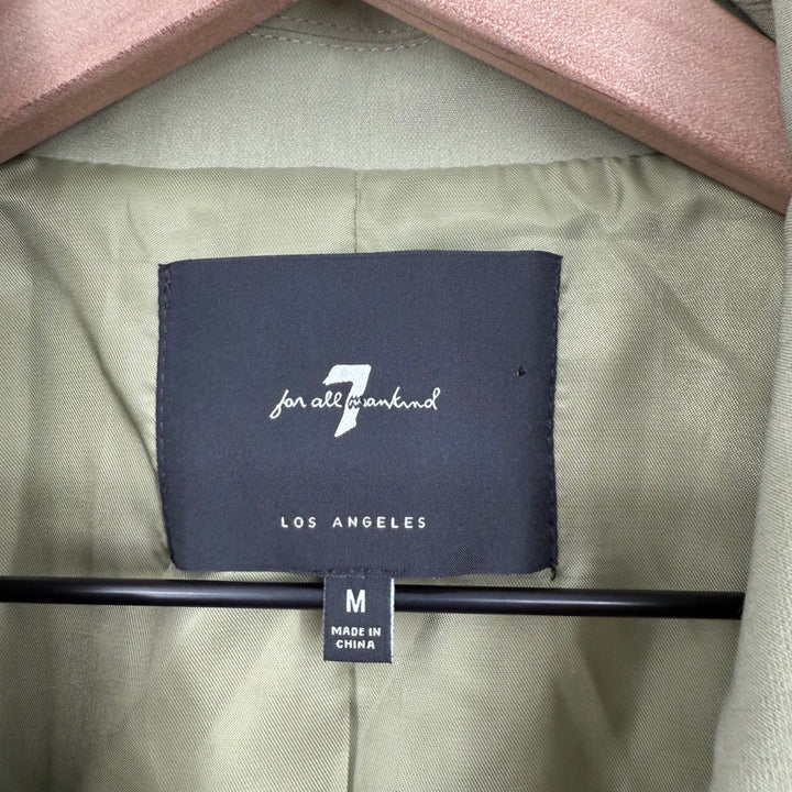 7 For All Mankind Cropped Blazer Jacket Career Casual Olive Green Size M