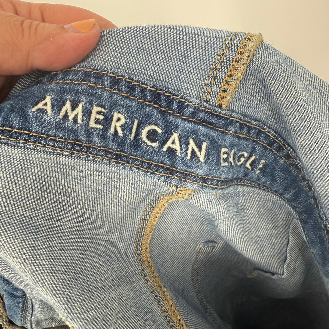 American Eagle Outfitters Tomgirl Overalls Distressed Denim Blue Size M