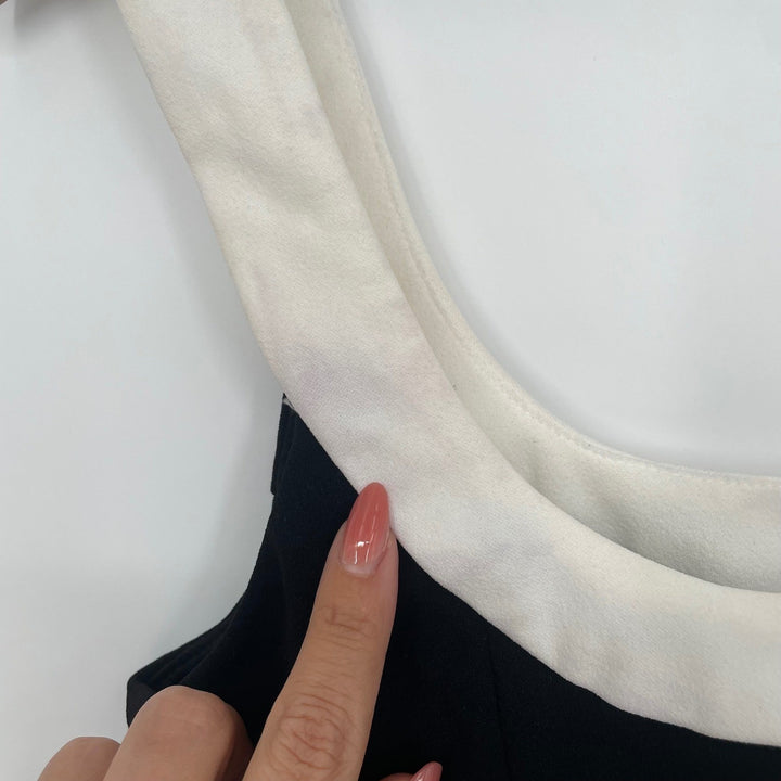 Lulus Black White Contrast Zipper Crop Top Tank XS