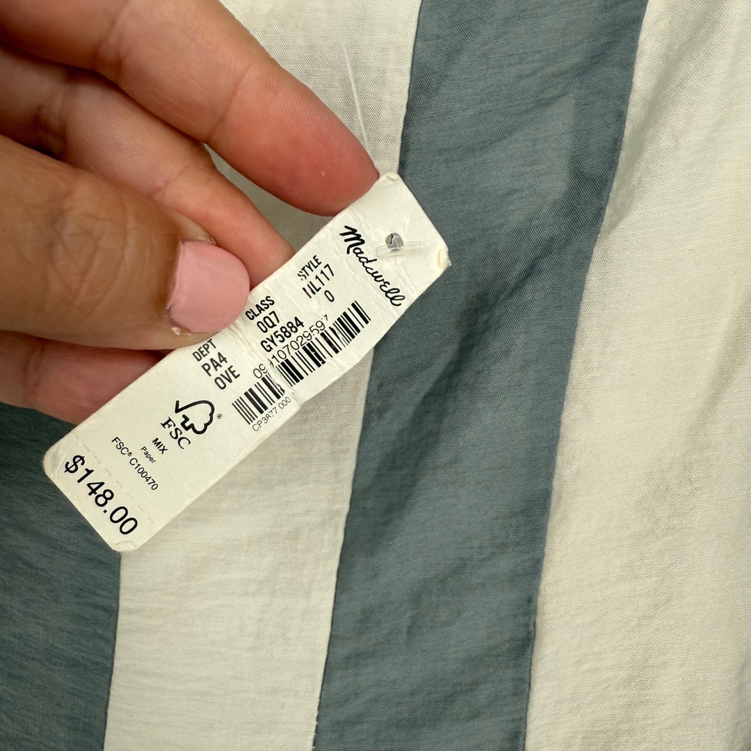 Madewell Pleated Midi Dress Linen Blend Overcast Size 0