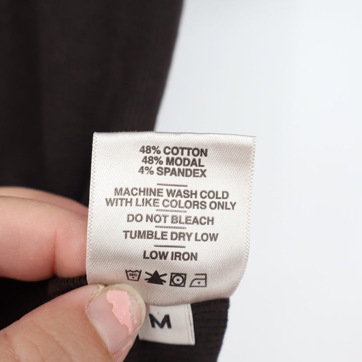 American Giant Ribbed Knit Mock Neck T Shirt Brown Cotton Modal Spandex Size M