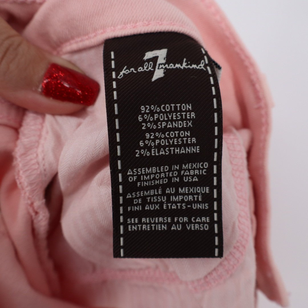 7 For All Mankind Jeans Womens 27 Pink Denim Cotton Stretch Mid Rise Skinny Leg