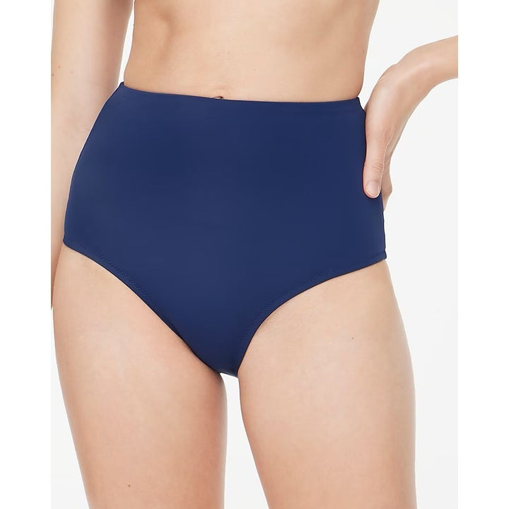 J Crew High Waist Bikini Bottoms Navy Blue Size S Style L5768 NWT
