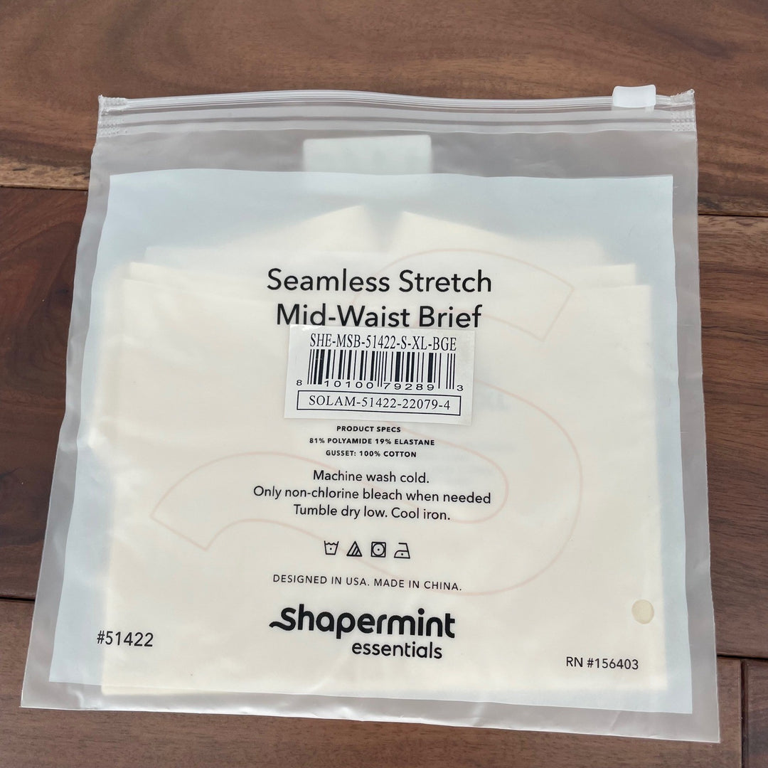Shapermint Essentials Seamless Stretch Mid Waist Brief Panty BGE Size S-XL