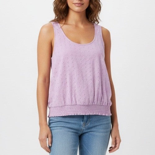 BP. Plus Size 4X Lavender Eyelet Smocked Crop Tank Top