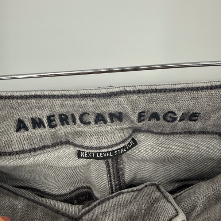 American Eagle Hi-Rise Jegging Gray Distressed Skinny Stretch Jeans Women Sz 12