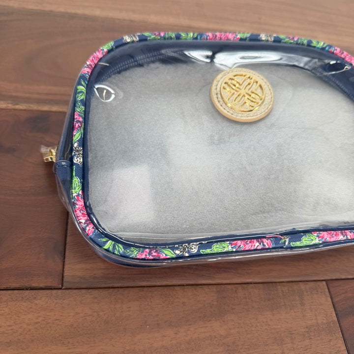 Lilly Pulitzer Clear Belt Bag Pouch Floral Trim Gold Logo & Strap