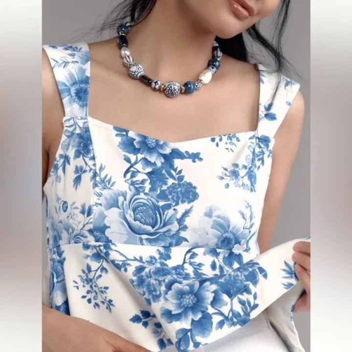 Maeve Square-Neck Peplum Tank Top Size XS